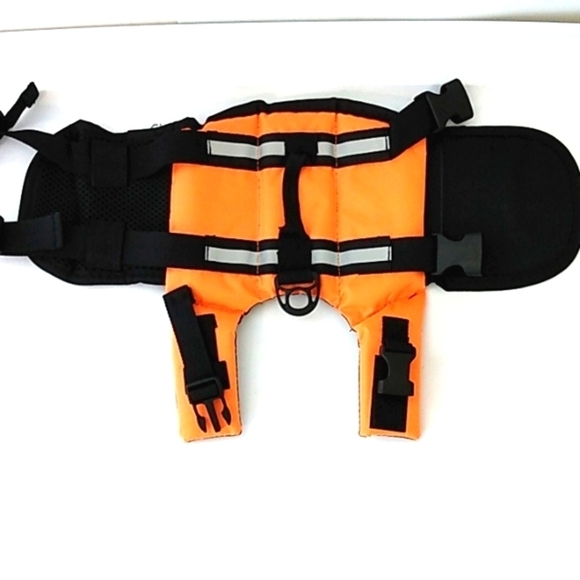 SMALL PET DOG LIFE JACKET SECURITY VEST ORANGE BLACK SIZE XXS NWT - Picture 5 of 9